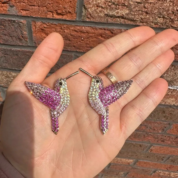 Zara Hummingbird Purple Crystal Earrings - Picture 8 of 9